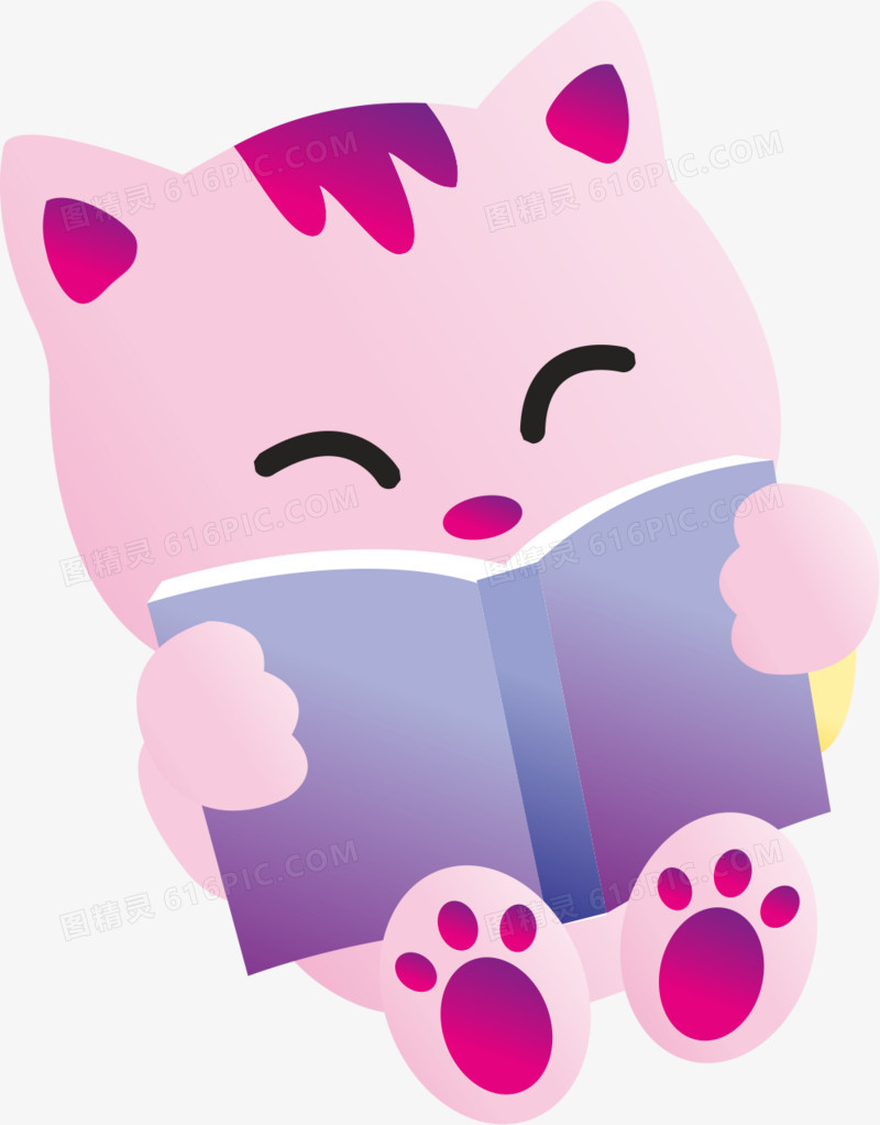 关键词:矢量卡通ai手绘猫咪动物书本看书学习读书图精灵为您提供看书