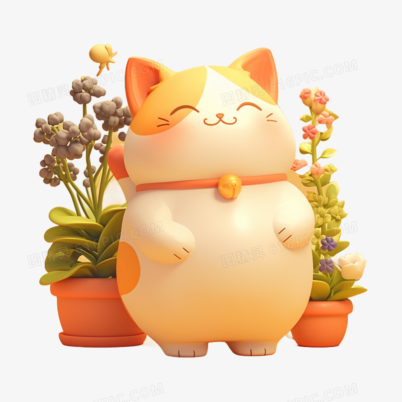 3D小猫卡通形象免抠素材