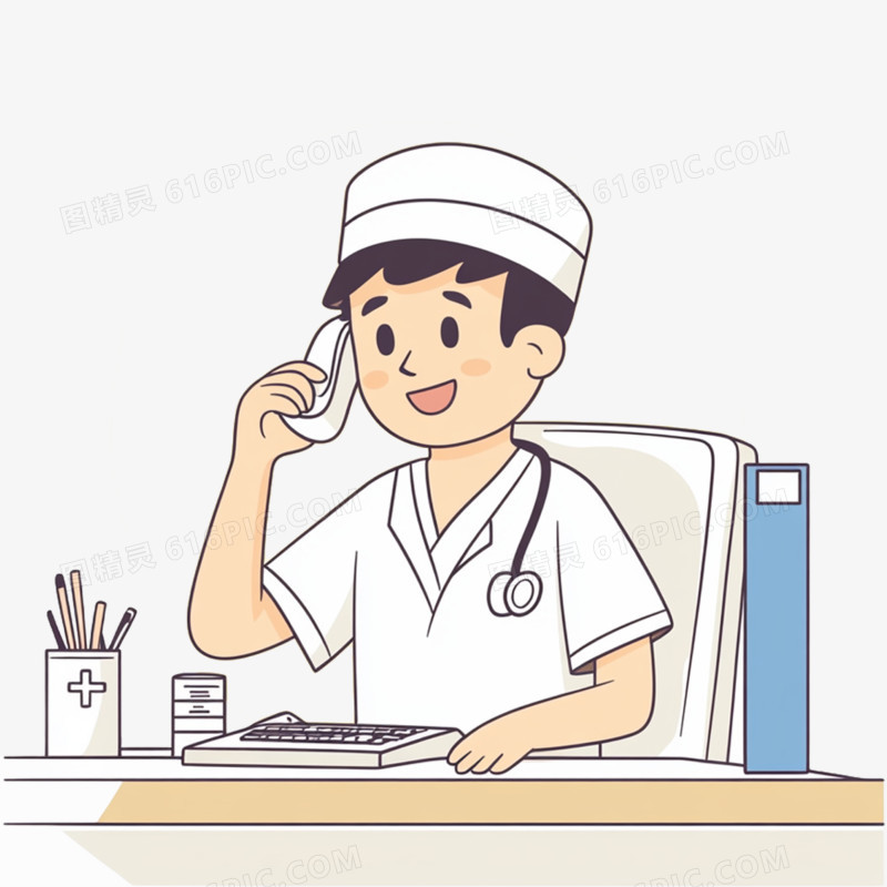 插画医疗场所看病面诊看医生免抠元素