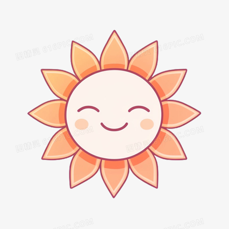 插画太阳微笑表情包免抠元素