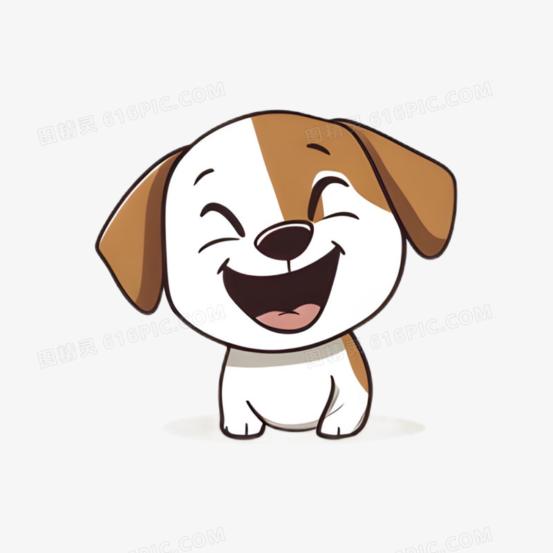 插画动物小狗开心表情包免抠元素