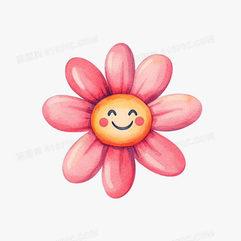 插画花朵开心表情包免抠元素