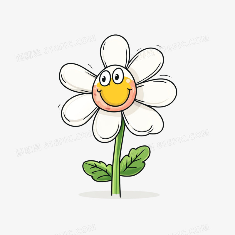 插画花朵开心表情包免抠元素