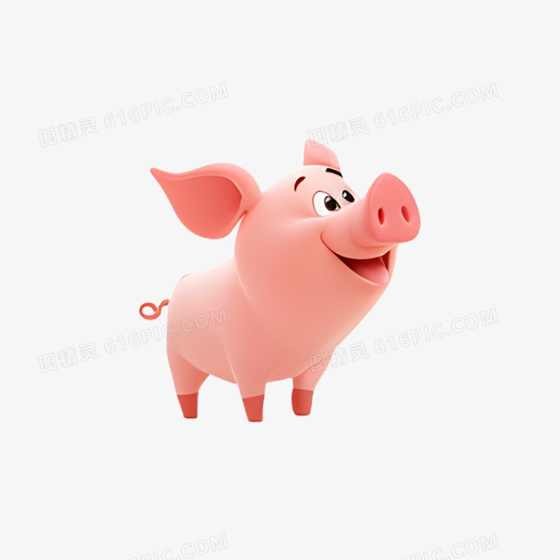 3D插画动物小猪好奇惊讶表情包免抠元素