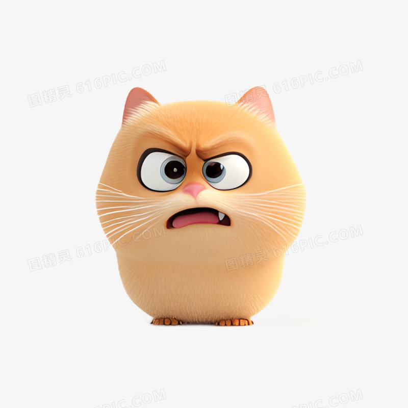 3D插画动物小猫生气表情包免抠元素