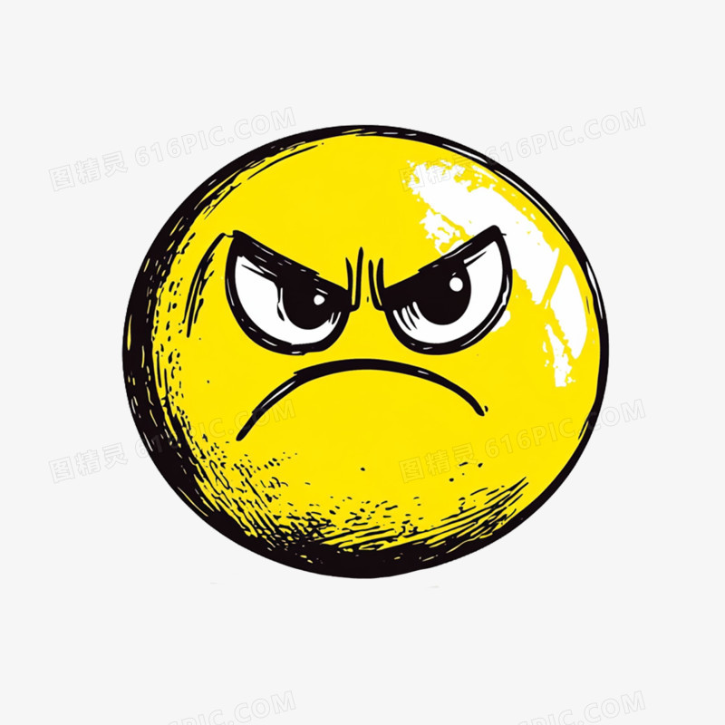 插画黄豆人愤怒表情包免抠元素