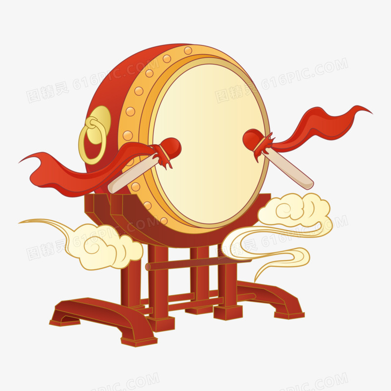 矢量国潮中国鼓免抠元素