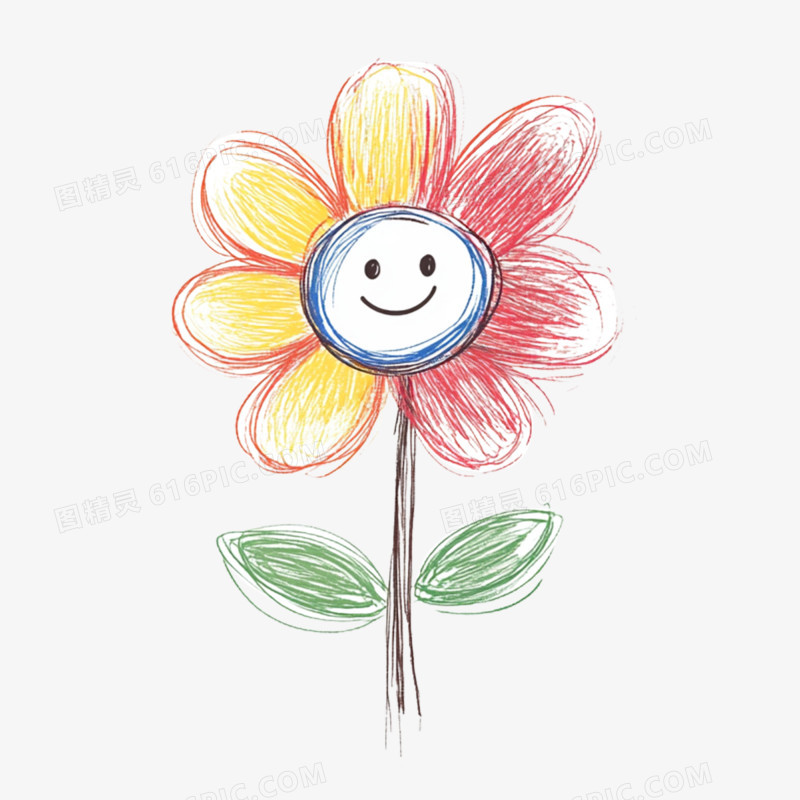 插画花朵开心表情包免抠元素