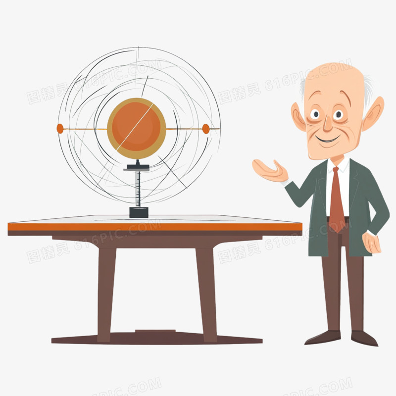 卡通插画风格一位做实验的老科学家物理学家免抠元素