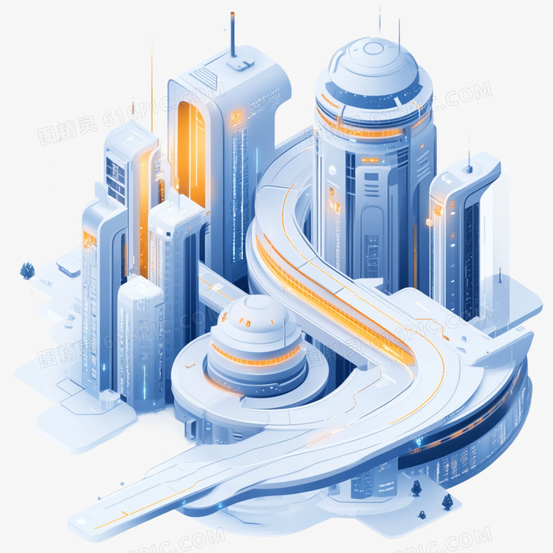 3D科技风未来城市的免抠元素