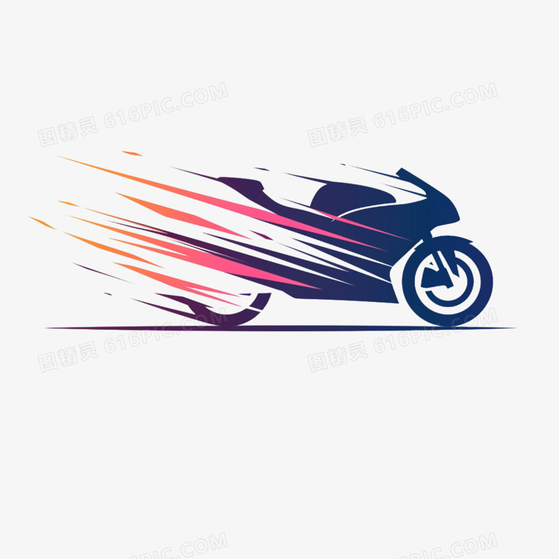插画交通工具摩托车免抠元素