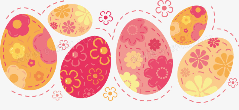 矢量橙色系花朵彩蛋