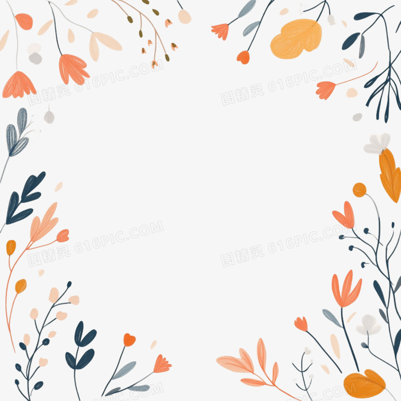 插画边框元素春天边框花朵边框免抠元素