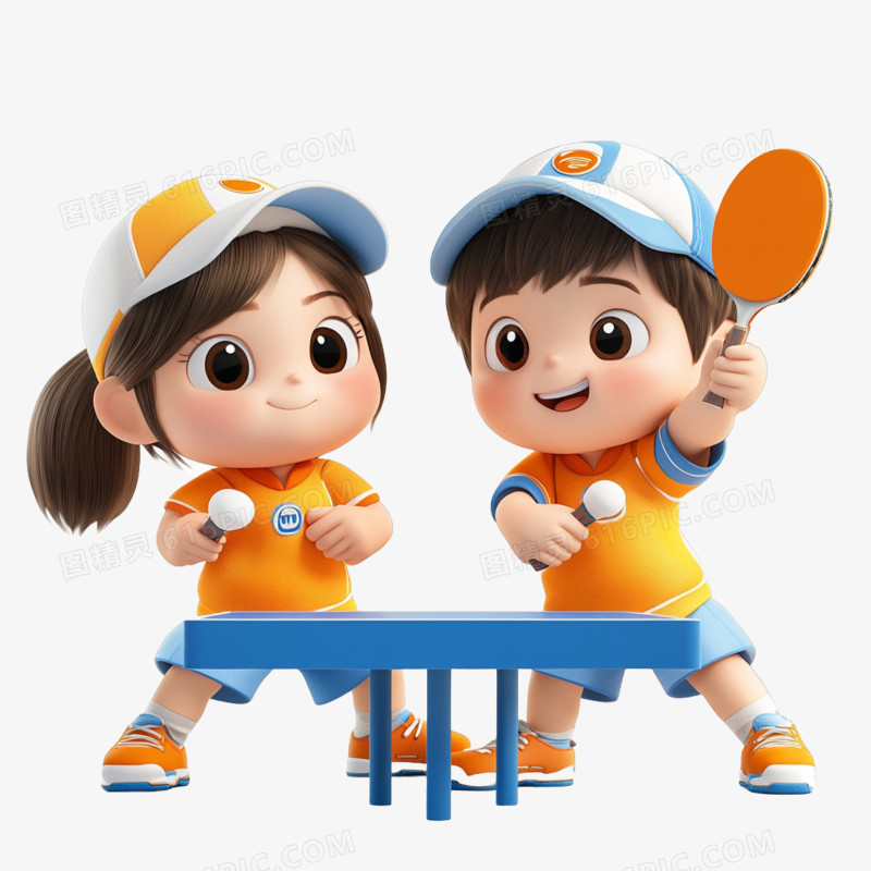 3D风格乒乓球运动员的元素