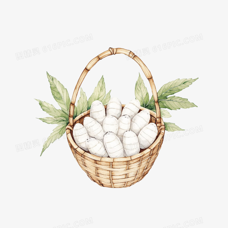 插画畜牧业养蚕蚕丝蚕茧免抠元素