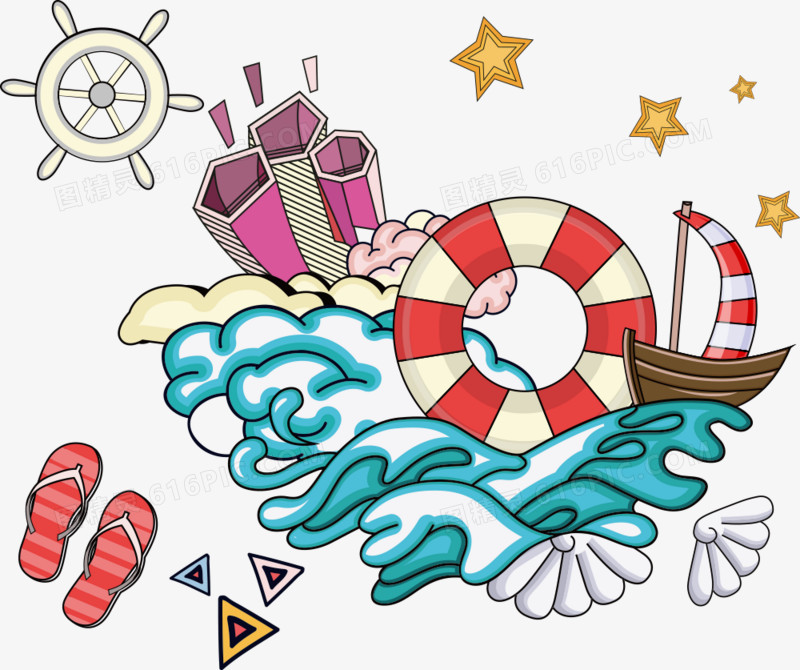 矢量海边旅游