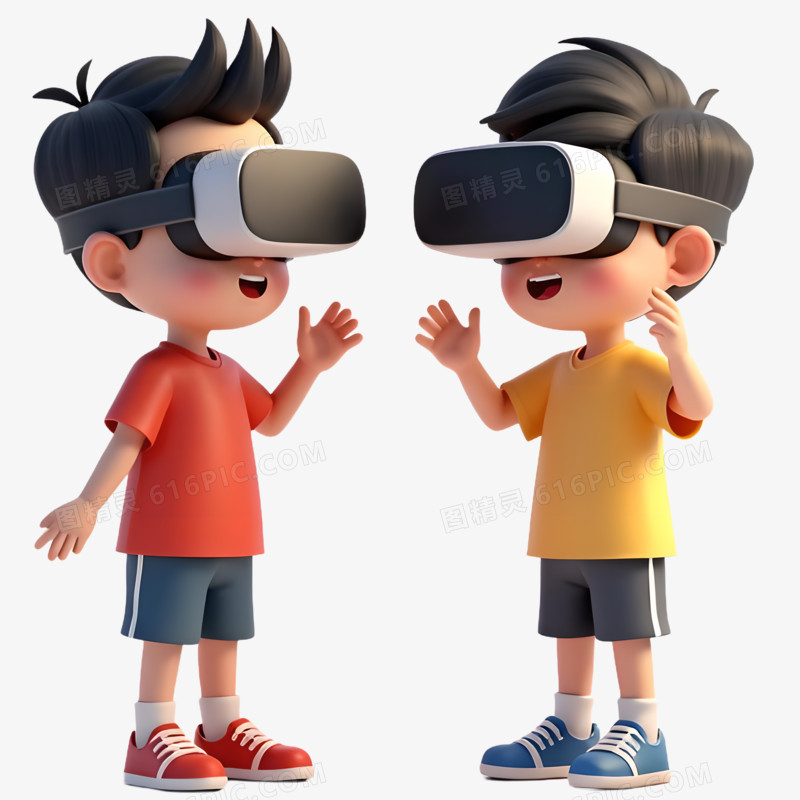 3D孩子们玩科技眼镜免抠元素