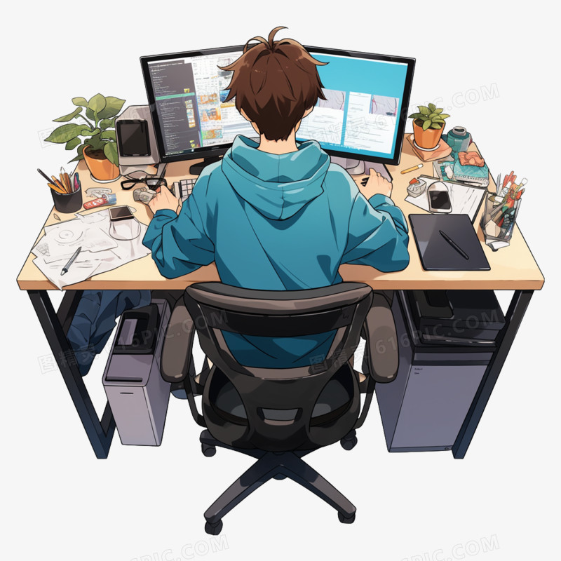 人物和办公用品工作免抠元素