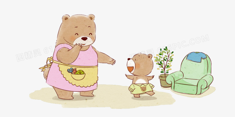 卡通可爱儿童插画童话卡通插画母子情深图精灵为您提供小熊和妈妈免费