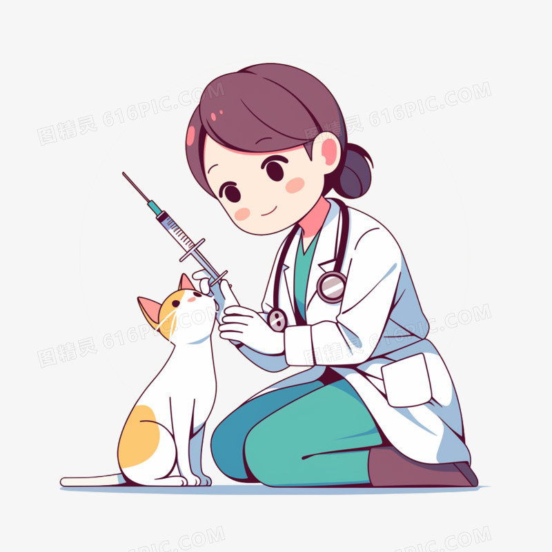 兽医给宠物打针免抠元素
