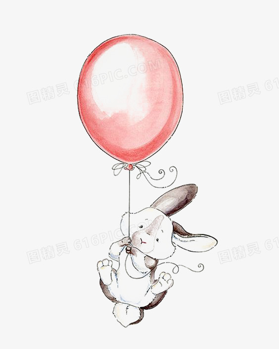 拽着气球的兔子