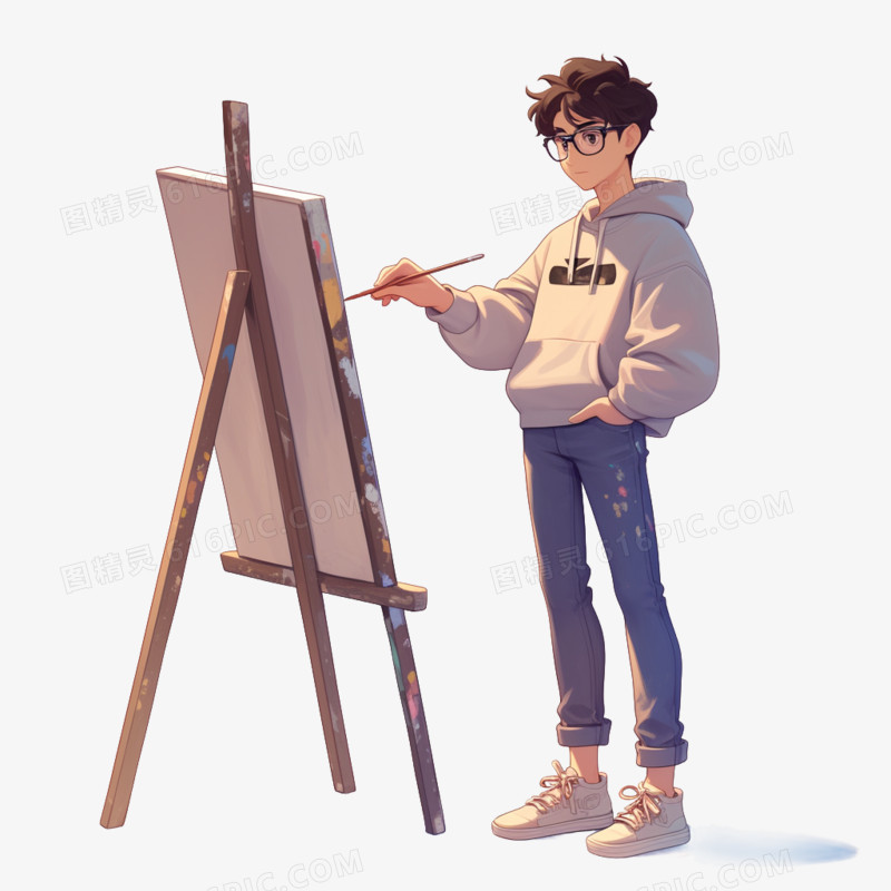 人物青年绘画免抠元素