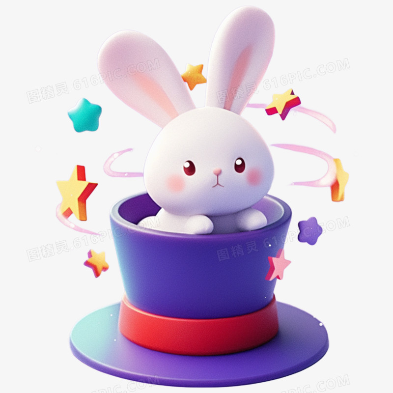 3D立体复活节兔子元素