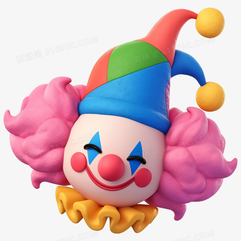 3D可爱小丑头像元素