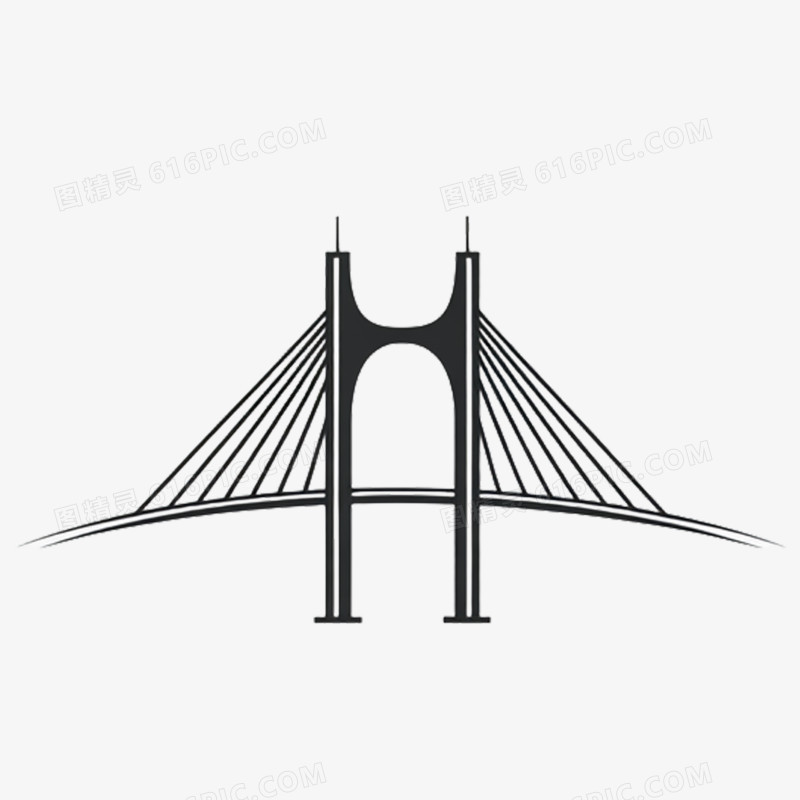 插画桥梁桥公路桥斜拉桥免抠元素