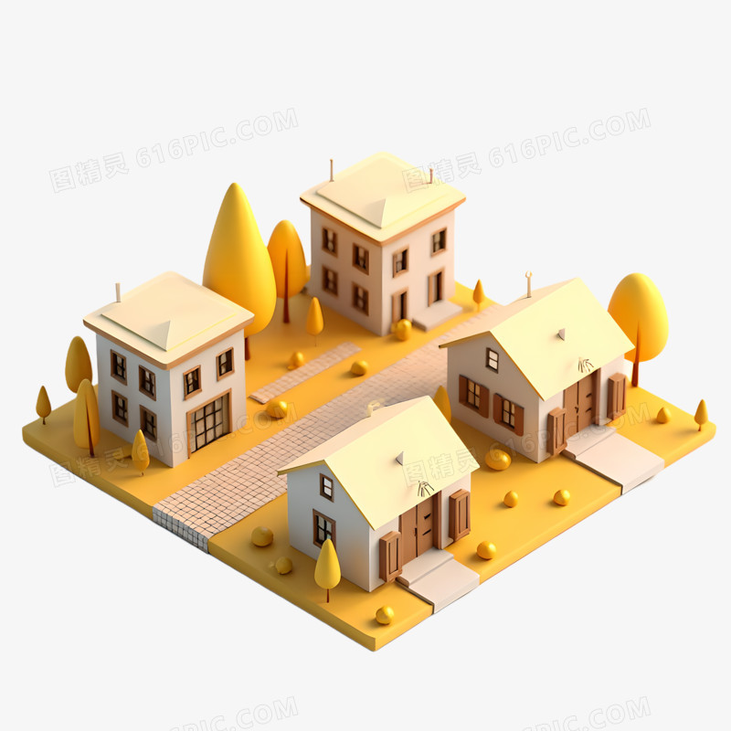 3D农村小院新农村场景物品免抠素材