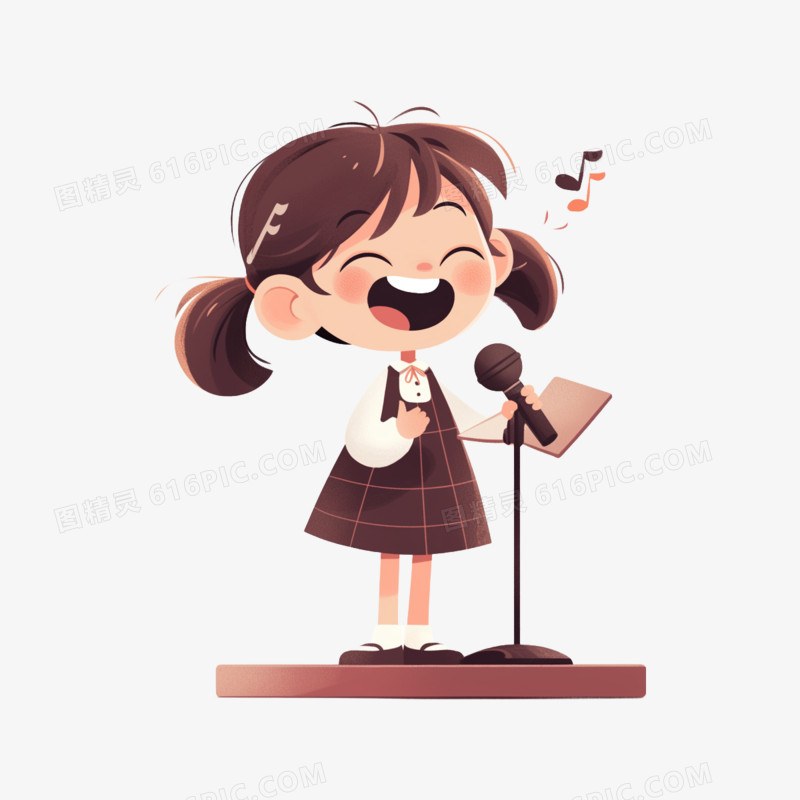 卡通女孩演讲免抠素材