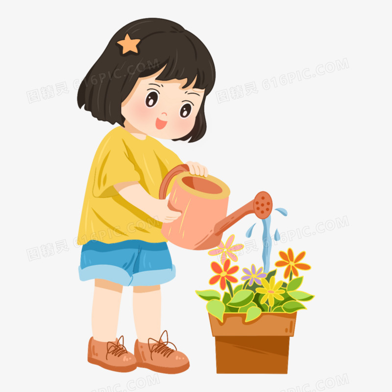 一水多用免抠浇花元素三