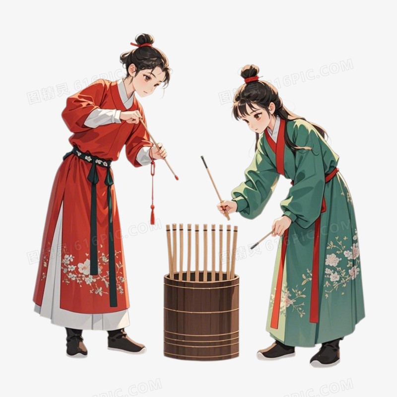 卡通古风投壶游戏免抠元素