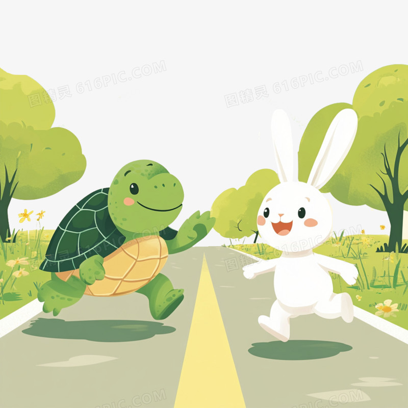 绘本故事龟兔赛跑免抠元素