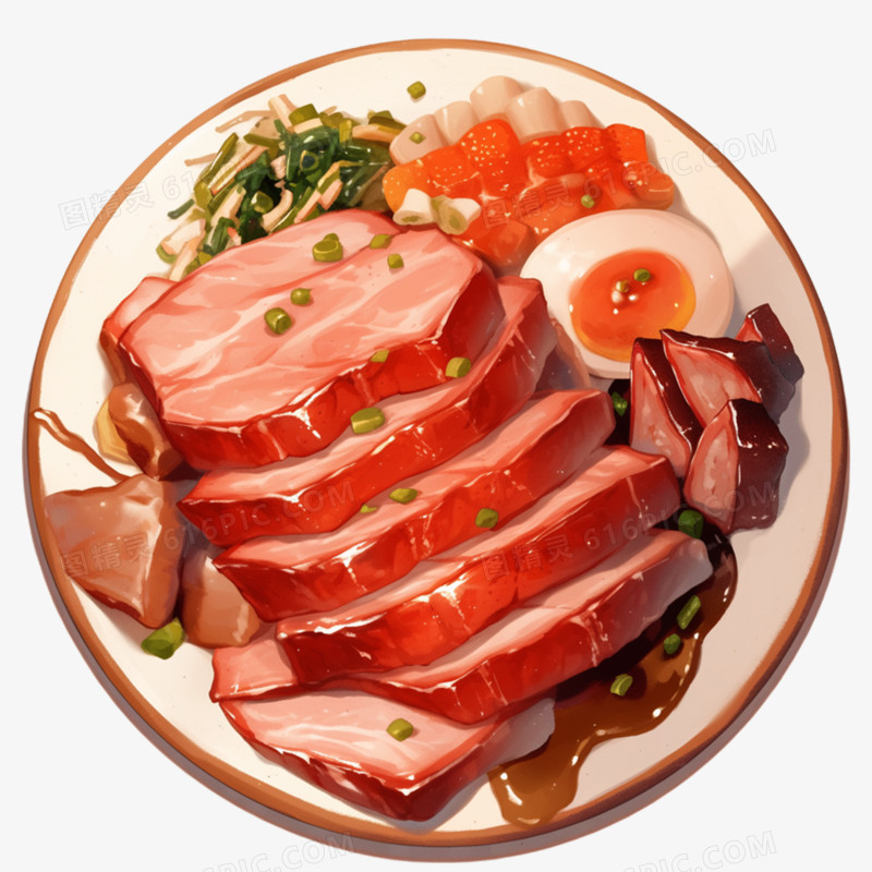 美食八大菜系浙菜卤牛肉免抠元素