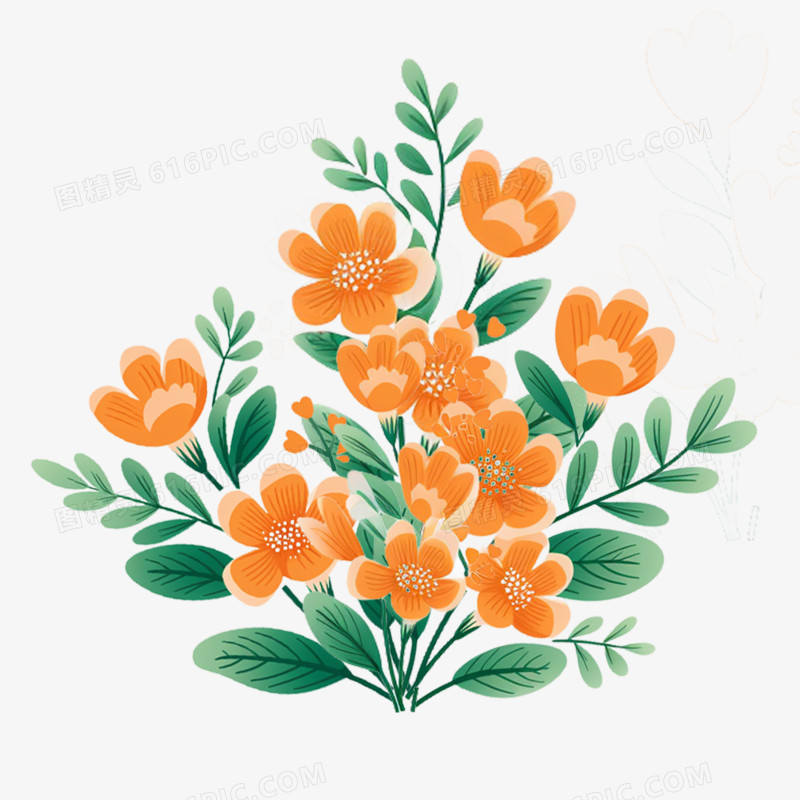 插画风小清新植物花丛免抠元素