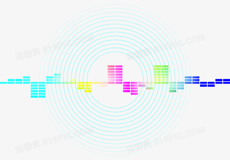 彩色科技放射圆圈方块