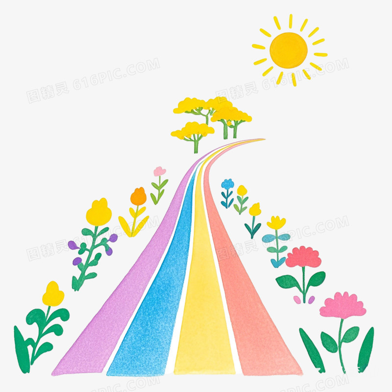 卡通手绘小跑道免抠元素