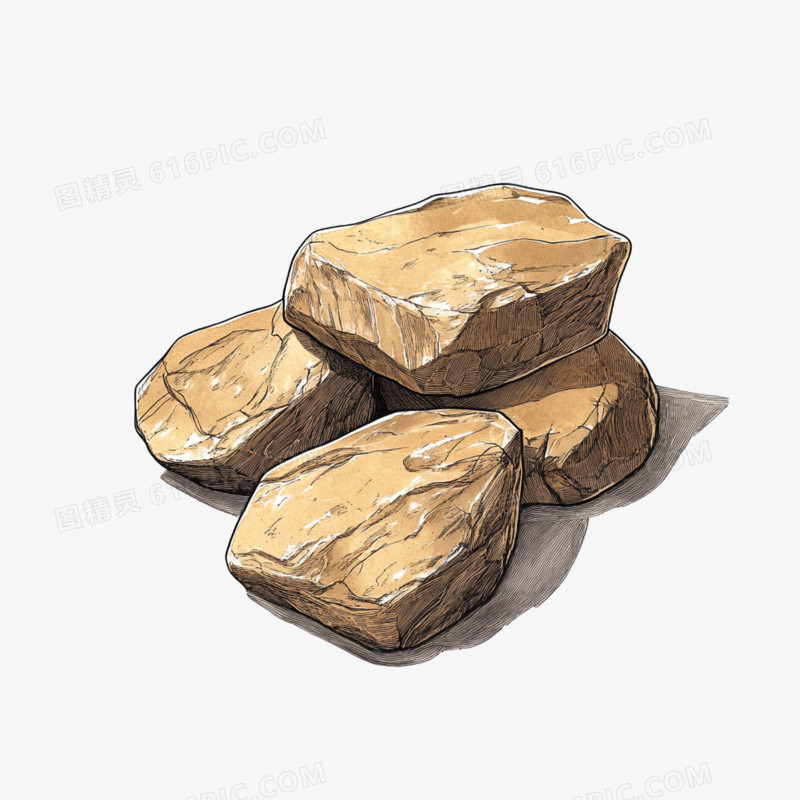 插画风石块石头石堆免抠元素