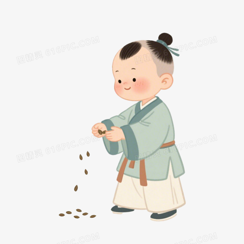 卡通插画风播种播种撒种子种植种庄稼种地免抠元素