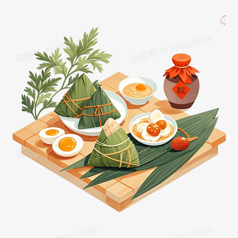 插画风端午美食免抠元素