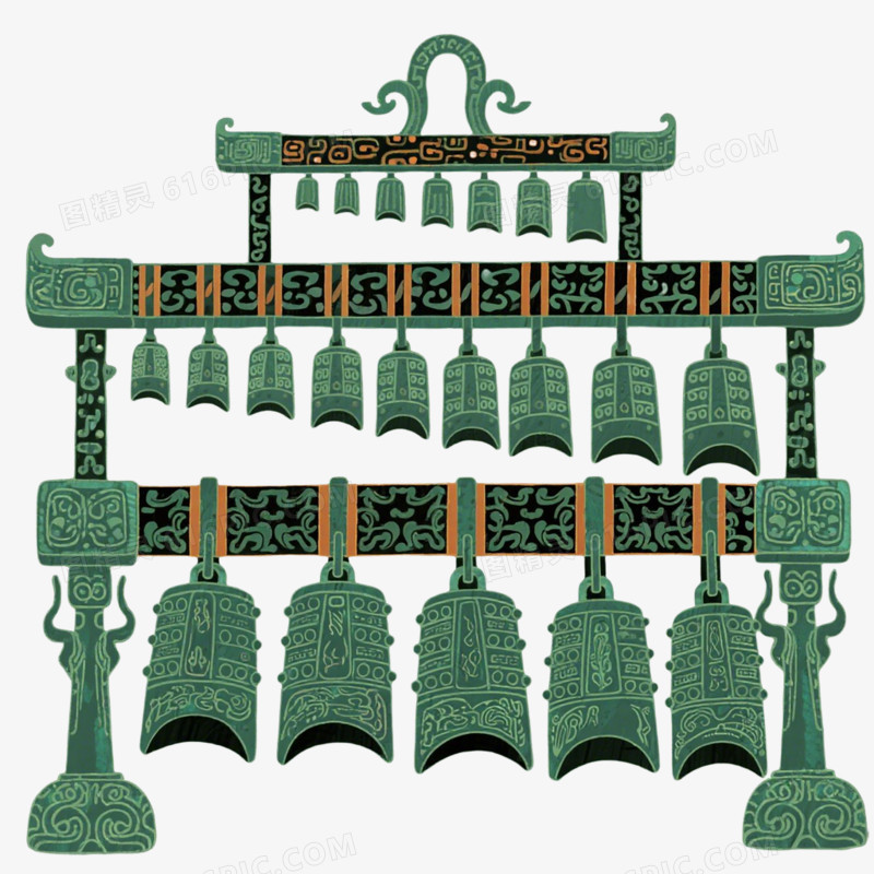 插画风曾侯乙编钟免抠元素