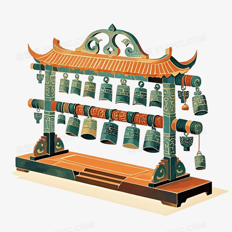 古风插插画古董青铜器乐器免抠元素
