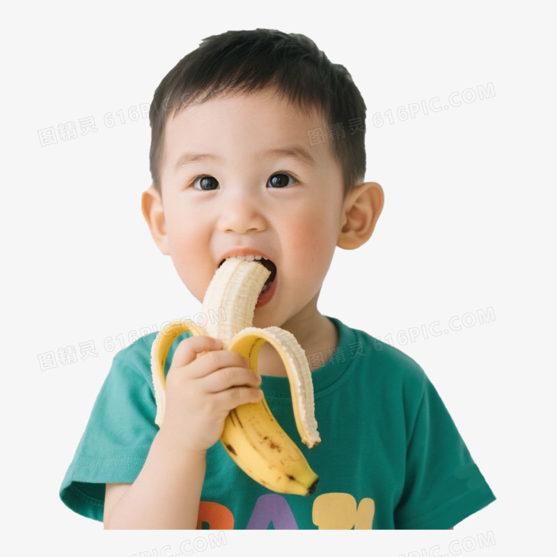 吃香蕉的孩子真人食物吃水果免抠元素