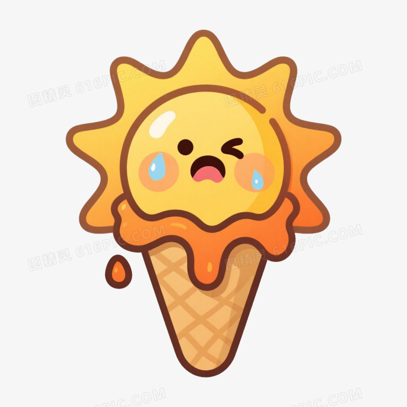 卡通插画风夏天夏季盛夏酷热炎热高温中暑解暑免抠元素