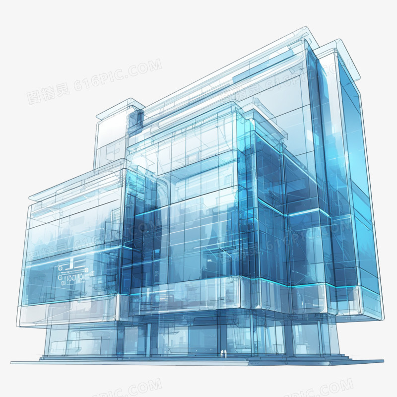 3D卡通透明建筑免抠元素