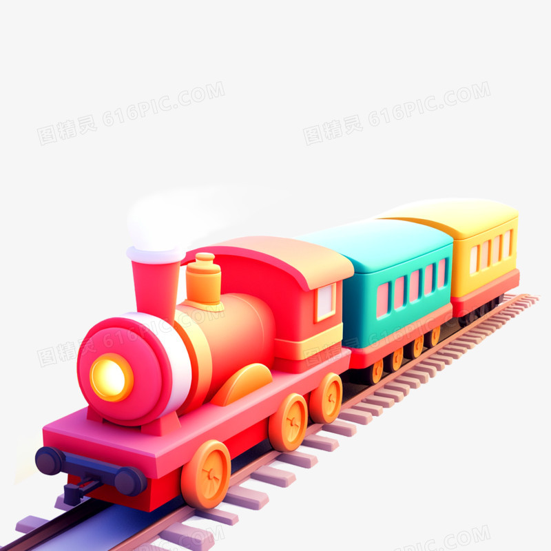 3D风多彩小火车免抠元素