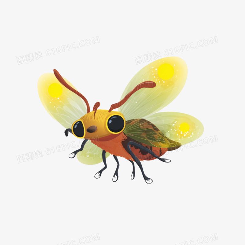 插画风夏季昆虫动物萤火虫免抠元素