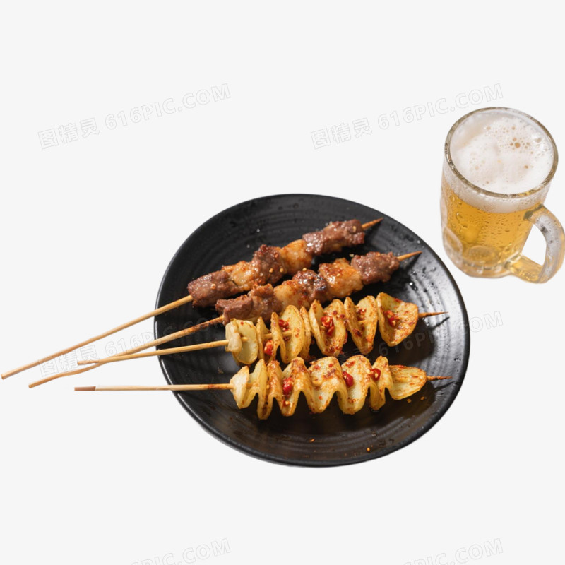 一盘烧烤烤串美食免抠元素