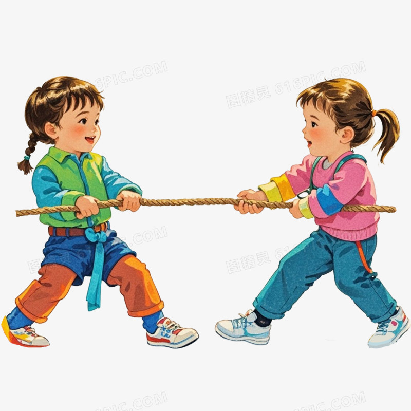 卡通拔河运动免抠元素